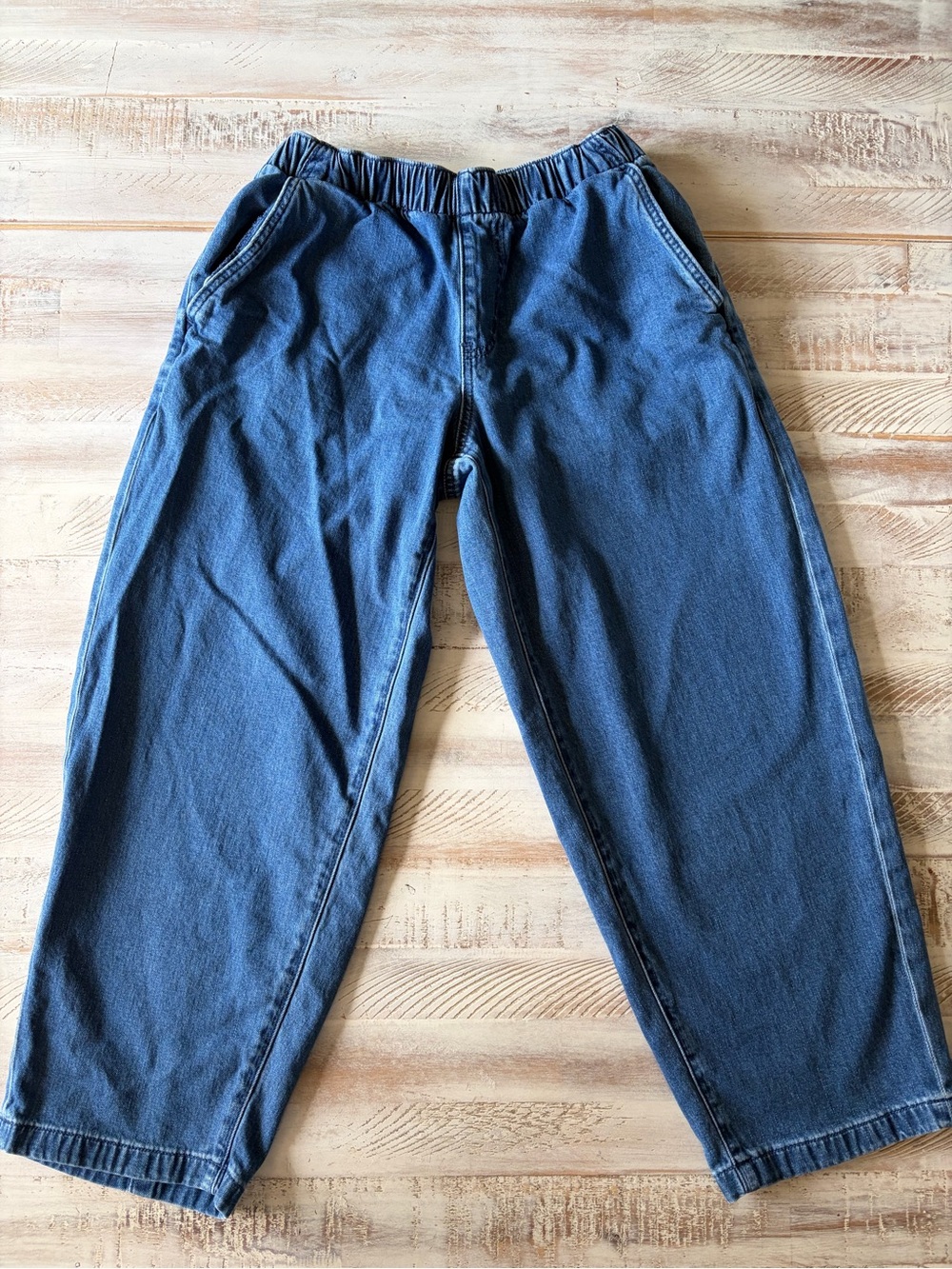 American Eagle Elastic Waist Stretch Baggy Jeans Size XS Short
